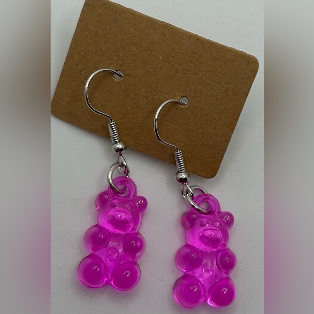 Gummibear Dangle Fashion Earrings - pink barbiecore